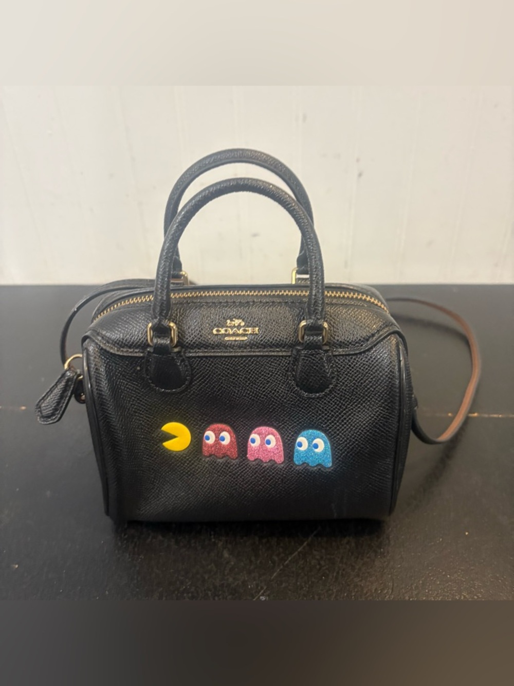 Coach Micro Bennett Satchel Bag Pac
Man Animation F72906 Black